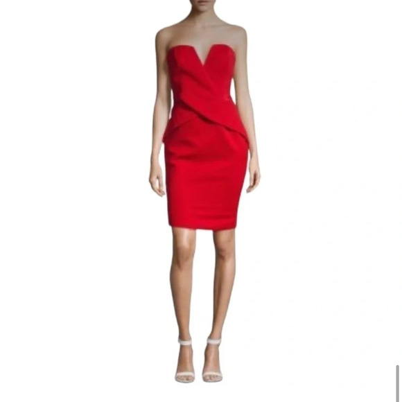 Finders Keepers In Between Days Red Strapless Midi Dress/sweetheart - Picture 1 of 7